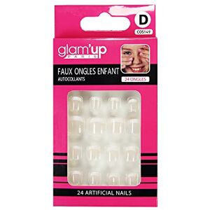 GLAM UP Glam'Up Paris Kunstnagels voor kinderen, volledige afdekking, eenvoudig te gebruiken, zelfklevend, 24 kunstnagels per doos, vierkant, afgeronde vorm, nr. 149, French manicure GLAM UP Glam'Up Paris Kunstnagels voor kinderen, volledige afdekking, eenvoudig te gebruiken, zelfklevend, 24 kunstnagels per doos, vierkant, afgeronde vorm, nr. 149, French manicure