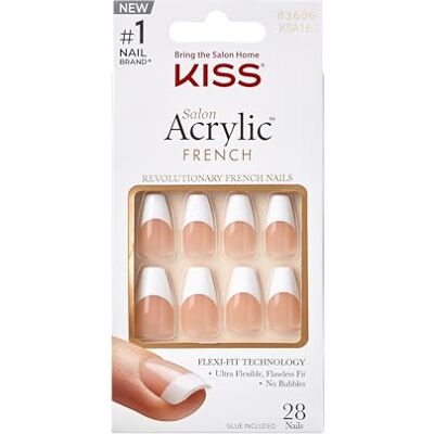 Kiss Salon Acryl Franse collectie, Je T'aime, middellange vierkante nepnagels inclusief 28 valse nagels, nagellijm, nagelvijl en manicurestick Kiss Salon Acryl Franse collectie, Je T'aime, middellange vierkante nepnagels inclusief 28 valse nagels, nagellijm, nagelvijl en manicurestick