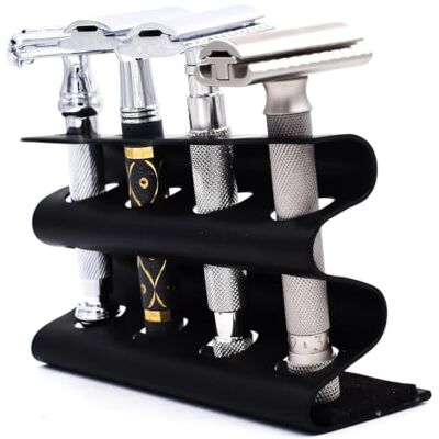 Parker Safety Razor Parker Double Edge Razor Stand – Massief messing met zwarte afwerking – Geschikt voor 4 scheermessen – Parker Stand met gewatteerde basis – Uitstekende opslag voor dubbelzijdige veiligheidsscheermesse Parker Safety Razor Parker Double Edge Razor Stand – Massief messing met zwarte afwerking – Geschikt voor 4 scheermessen – Parker Stand met gewatteerde basis – Uitstekende opslag voor dubbelzijdige veiligheidsscheermesse