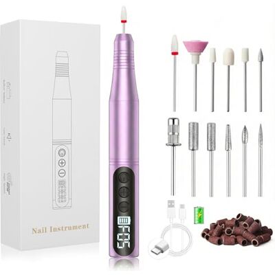 Carehabi Professionele nagelfrees, draagbaar, elektrisch, draadloos, 20.000 omw/min, gel en acryl, manicureset, pedicure, oplaadbaar, met 12 opzetstukken voor nagelriemen en eelt Carehabi Professionele nagelfrees, draagbaar, elektrisch, draadloos, 20.000 omw/min, gel en acryl, manicureset, pedicure, oplaadbaar, met 12 opzetstukken voor nagelriemen en eelt