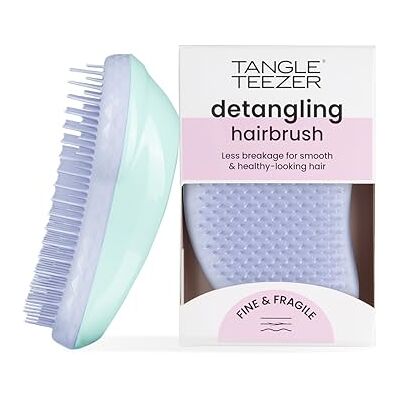 Tangle Teezer Fine and Fragile Ultimate Detangler-haarborstel voor gekleurd, fijn en dun haar gelaagde zachte flex-tanden verminderen breuken en trekken zacht voor kwetsbaar haar Mint Violet Tangle Teezer Fine and Fragile Ultimate Detangler-haarborstel voor gekleurd, fijn en dun haar gelaagde zachte flex-tanden verminderen breuken en trekken zacht voor kwetsbaar haar Mint Violet