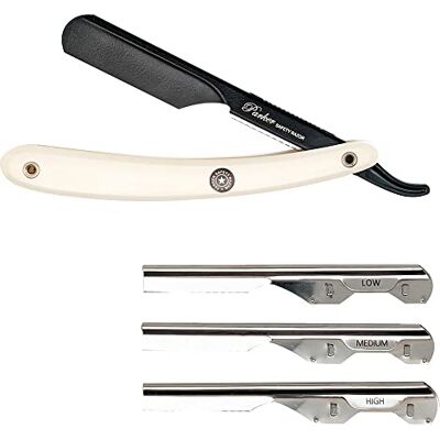 Parker Veiligheids Scheermes - Verstelbaar met 3 Scheermesjes - Wit Handvat Parker Veiligheids Scheermes - Verstelbaar met 3 Scheermesjes - Wit Handvat