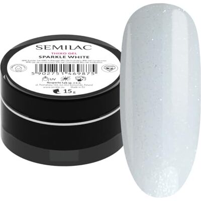 Semilac Builder Thixo Gel Sparkle White 15 g – opbouw met glans voor nagelverlenging en nagelopbouw – uv-led – Tiksotroop & zelfgladmakend – witte cover-gel met glitter Semilac Builder Thixo Gel Sparkle White 15 g – opbouw met glans voor nagelverlenging en nagelopbouw – uv-led – Tiksotroop & zelfgladmakend – witte cover-gel met glitter