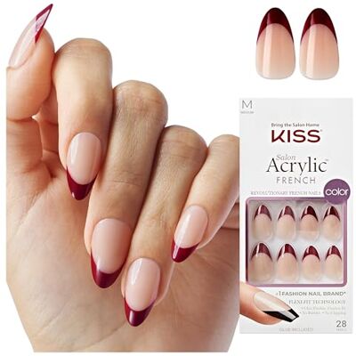 Kiss Salon Acryl French "Catchy", paars, middellange amandelvorm, 28 Press On kunstnagels om op te plakken, doe-het-zelf, 2 g nagellijm, 1 manicurestaafje, 1 mini-vijl Kiss Salon Acryl French "Catchy", paars, middellange amandelvorm, 28 Press On kunstnagels om op te plakken, doe-het-zelf, 2 g nagellijm, 1 manicurestaafje, 1 mini-vijl