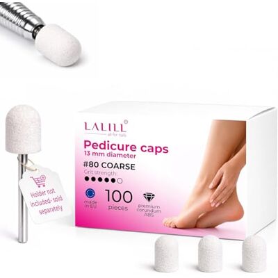 LALILL Lux Slijpkappen, 100 stuks, witte freesdoppen voor nagelfrees, manicure, pedicure en podologie, opzetstukken voor voetverzorging, eeltverwijdering, nagelmodellering, 13 mm, korrel 80 LALILL Lux Slijpkappen, 100 stuks, witte freesdoppen voor nagelfrees, manicure, pedicure en podologie, opzetstukken voor voetverzorging, eeltverwijdering, nagelmodellering, 13 mm, korrel 80