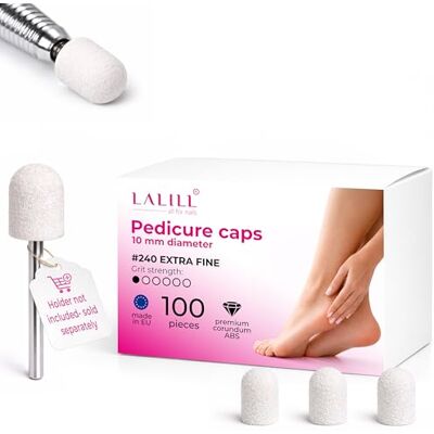 LALILL Lux Slijpkappen, 100 stuks, witte freesdoppen voor nagelfrees, manicure, pedicure en podologie, opzetstukken voor voetverzorging, eeltverwijdering, nagelmodellering, 10 mm, korrel 240 LALILL Lux Slijpkappen, 100 stuks, witte freesdoppen voor nagelfrees, manicure, pedicure en podologie, opzetstukken voor voetverzorging, eeltverwijdering, nagelmodellering, 10 mm, korrel 240