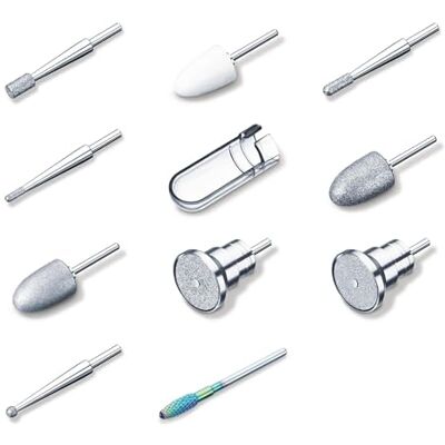Beurer MP 100/ MP 200 navulset voor de MP 100 en MP 200 manicure-apparaten, 10 nagelfreesopzetstukken van saffier, keramiek en vilt, 30 wegwerpopzetstukken van schuurpapier, met beschermkap Beurer MP 100/ MP 200 navulset voor de MP 100 en MP 200 manicure-apparaten, 10 nagelfreesopzetstukken van saffier, keramiek en vilt, 30 wegwerpopzetstukken van schuurpapier, met beschermkap