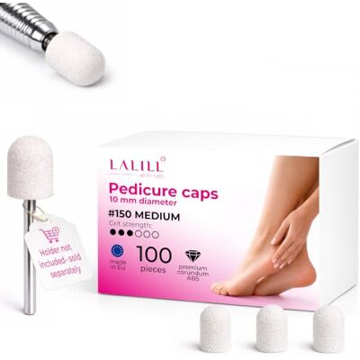LALILL Lux Slijpkappen, 100 stuks, witte freesdoppen voor nagelfrees, manicure, pedicure en podologie, opzetstukken voor voetverzorging, eeltverwijdering, nagelmodellering, 10 mm, korrelgrootte 150 LALILL Lux Slijpkappen, 100 stuks, witte freesdoppen voor nagelfrees, manicure, pedicure en podologie, opzetstukken voor voetverzorging, eeltverwijdering, nagelmodellering, 10 mm, korrelgrootte 150