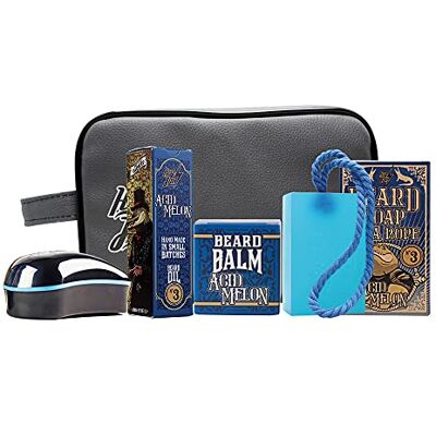 HEY JOE ! Bearded Survival Kit Delux nr. 3 baardset voor heren balsem, olie, zeep, borstel en toilettas voor een gezonde baard HEY JOE ! Bearded Survival Kit Delux nr. 3 baardset voor heren balsem, olie, zeep, borstel en toilettas voor een gezonde baard