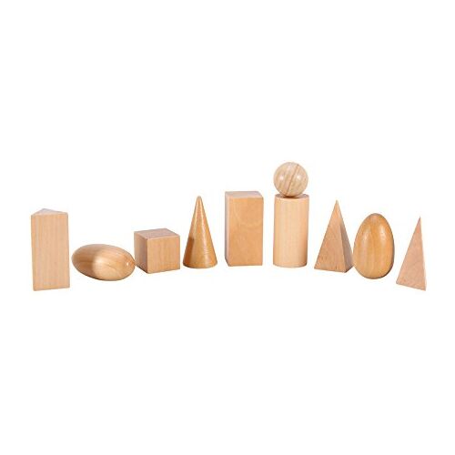 Atyhao Houten Geometrische Massieve Blokken, 10 Stks/Set Houten Geometrische Solids Set Kinderen Rekenspeelgoed Houten Geometrische Vormen Solids Geometrie Blokken Set Educatief SpeelgoedKleuterschool