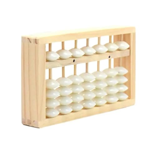 PUTOVA Van hout Abacus, Wiskunde Leermiddel, Chinees Abacus Chinees Abacus 7 Cijfers 5 Kralen Kolom Abacus Kraal Abacus Educatief Tellen Grappig Wiskunde Leermiddel for Jongens Meisjes (Color : White Beads