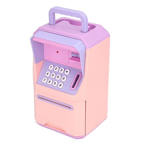 DAUZ Mini ATM, Cartoon Muziek Bouw Gewoonte Elektronische Munt ATM Wachtwoord Spaarvarken (Roze)