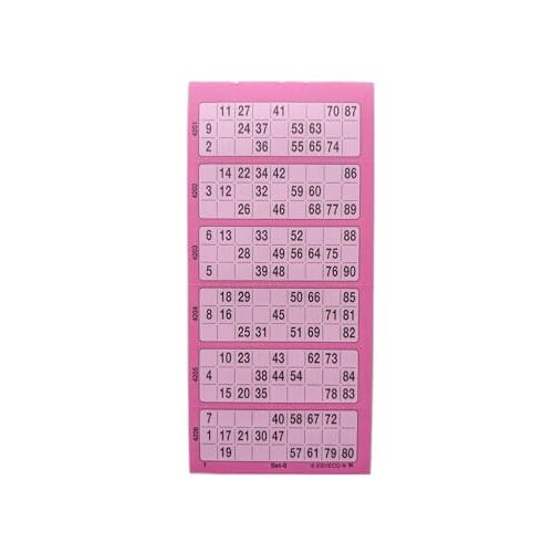 Ameisenkeks ® Bingoticketblok, 600 tickets, systeem 15 van 90 nr. 6, roze