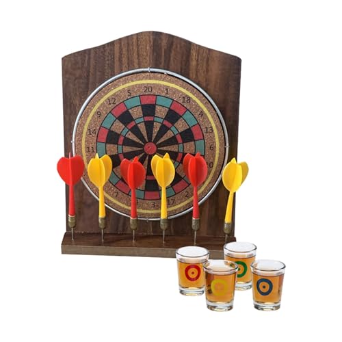 perfeclan Dartbordspel Mini Desktop Dartbord 6 darts voor Doelborden Dartplaat Toss Game Houten dartbordset voor achtertuin