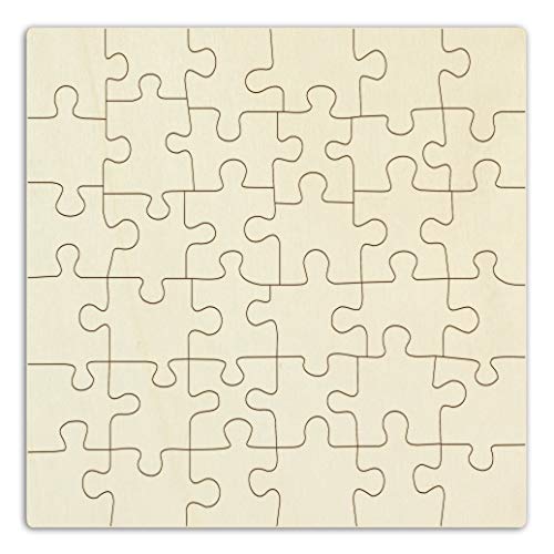 Kopierladen Karnath GmbH Holzpuzzle selbstbt gestalten und verzieren 36 stukjes, ca. 20 x 20 cm Lege puzzel gemaakt van onbehandeld multiplex, blanco, incl. puzzelsjabloon