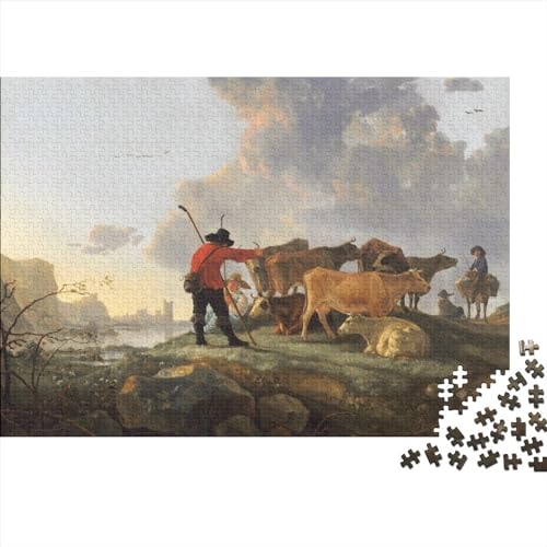 NEDLON Aelbert Cuyp legpuzzels voor volwassenen, 300 stukjes, hersenkraker spel, kunstcollectie, hersenkraker volwassenen, premium kwaliteit, houten puzzel, 300 stuks