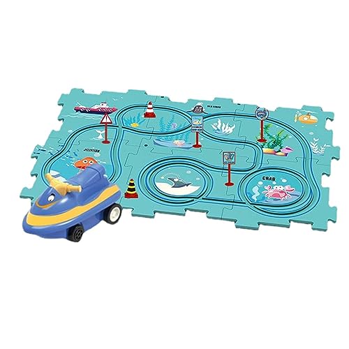 OLCANA Autobaan speelset puzzel Duurzaam rail grappig autobaanspeelgoed voor kinderen Treinbaanset, educatief speelgoed, autobaanspeelgoed, baanauto-speelset voor kinderen, jongens en meisjes