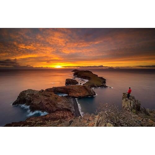 GUOHLOZ puzzel 500 stukjes, behendigheidsspel voor het hele gezin, kleurrijk legspel, puzzel voor volwassenen vanaf 6 jaar, Zee, Rotsen, Kust, Portugal, Madeira, Archipel, 52x38cm