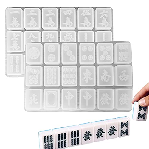 RASOLI Mahjong mallen voor hars gieten Chinese Creatieve Mahjong Hars Gietvormen,2 stks siliconen mallen voor DIY Craft Project Mahjong Game Set, Mahjong Ornamenten