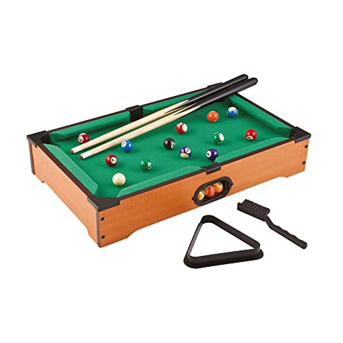 Sport One Sport1 mini-biljarttafel voor het neerzetten van biljarttafels, afmetingen 51 x 31 x 10 cm, met 2 keuzen, genummerde ballen en snaai.