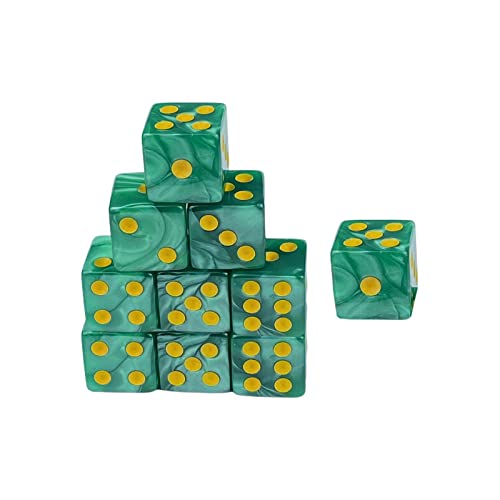 VIGANI Zeskantige dobbelstenen, spelletjes met dobbelsten 10x 6-zijdige dobbelstenen, D6-dobbelstenen, feestartikelen Speldobbelstenen, rood (Color : Green)