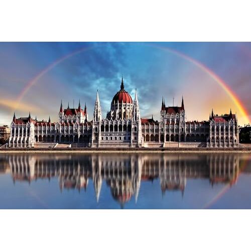 SaifFe Puzzels 1000 Stukjes Hongaars Parlement Boedapest Onder Rainbow Puzzelspellen Educatieve Puzzelspellen