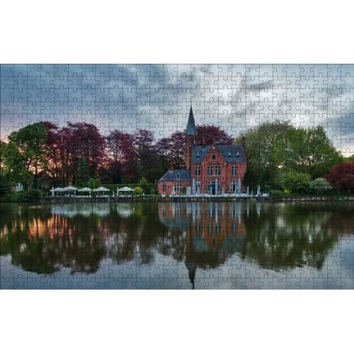 GUOHLOZ Puzzel 1000 Made, 1000 stuks, landschappen, plezier voor volwassenen, meerkleurig, Landschap, Natuur, Stad, Gebouw, Restaurant, België, Brugge, 75x50cm