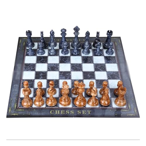 ADovz Opvouwbare schaakmat Duurzaam marmeren schaak- en waterdicht schaakbord for volwassenen Kid Travel Game Gift School Game (Color : Black, Size : A)