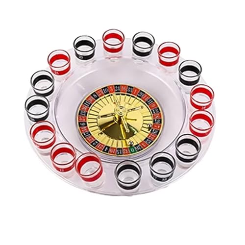 ZEONIK Roulette Glazen roulette drinktafel Roulettewielset met wijnglazen Volwassen spellen voor feesten voor nachtelijk thuisspel of professioneel gebruik Draaischijf