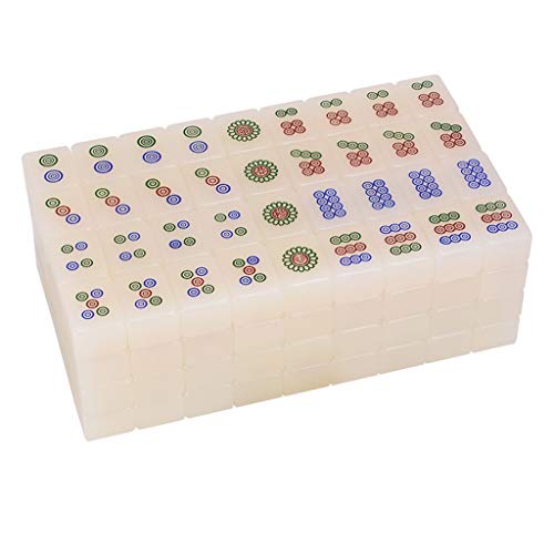 ASVIL Mahjong Set MahJongg Tegel Set Chinese Mahjong Spelset Acryl Mahjong met Opbergkoffer 144 Tegels Klassieke Mahjong Spelset, Chinees Mahjong Spel S