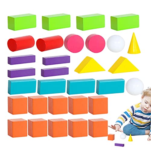 EviKoo Houten Patroonblokken Geometrische Set   Geometrische Manipulatieve Vormpuzzel   Tangram Geometrische Meervoudige Vormen   Geometrie Voor Kinderen, Thuisschool, Geometrische Vormen, Wiskundehelper