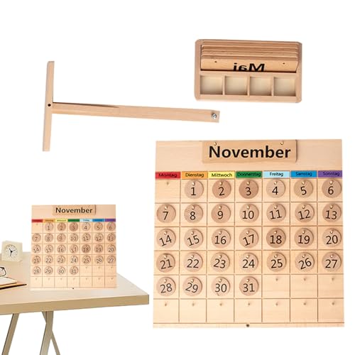 Xzbling Houten kalender voor kinderen   Montessori speelgoed educatieve kalender Preschool Kalender Leren Speelgoed Dagelijks Wekelijks Kinderen Leren Kalender, Kinderen Dagelijkse Kalender Mijn