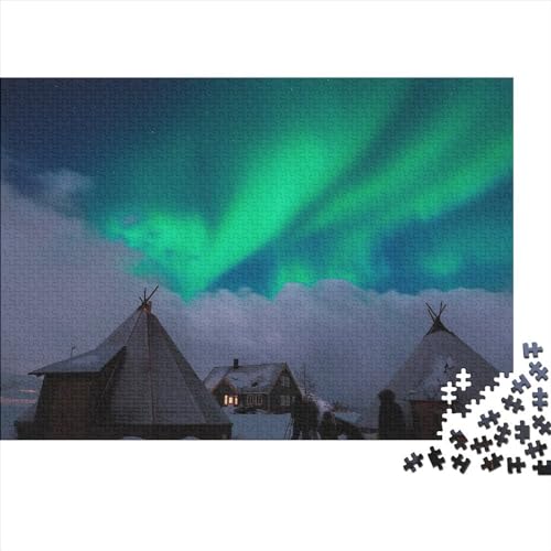 CHUIYUFULAN Norway Aurora Puzzel met 300 stukjes, voor volwassenen en kinderen vanaf 14 jaar, familiedecoratie, feestaccessoires, spelletjes, puzzelmatten, Aurora, puzzels, spelletjes, feestaccessoires, 300 stuks