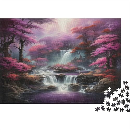 DAKINCHERRY Waterfall Puzzel met 300 stukjes, familie-puzzelspel, boswaterval, familieplezier, 100% gerecyclede dozen, 300 stuks, 40 x 28 cm