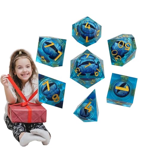 Jacekee Hars DND dobbelstenen, D en D dobbelstenen set   Cool dobbelstenen spelen DND dobbelstenen,Liquid Core Dragon Eye Role Playing Dice, Dobbelstenen Set voor Party Table Games Fans Kids Gift,