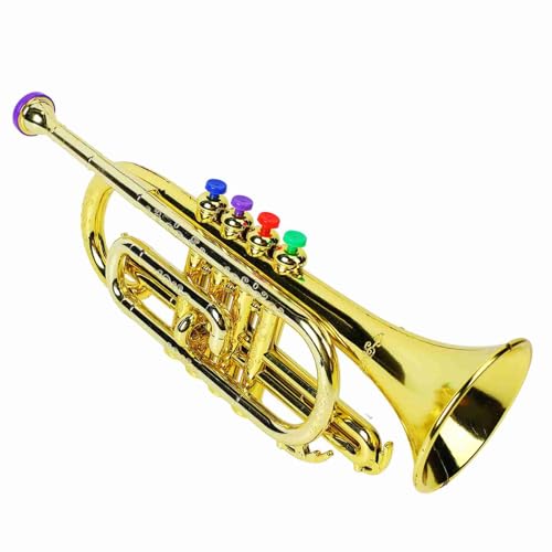 gernie Speelgoed trompet, Goud Metallic Trompet Educatieve Trompet Instrumenten Draagbare Kid Trompet speelgoed, leuke muziek speelgoed voor kinderen partij Gunsten