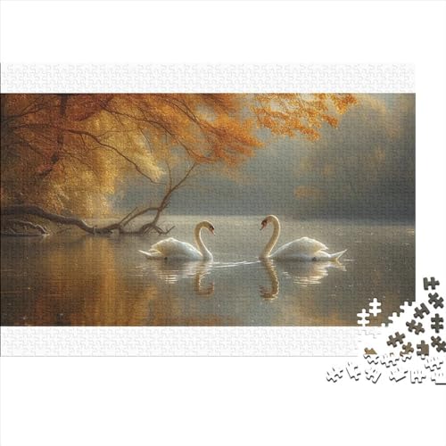 ORVXDTFA Swan 1000 stuks Beautiful Swan voor volwassenen en kinderen, elk stuk voor familiespelletjes, 1000 stuks (75 x 50 cm)