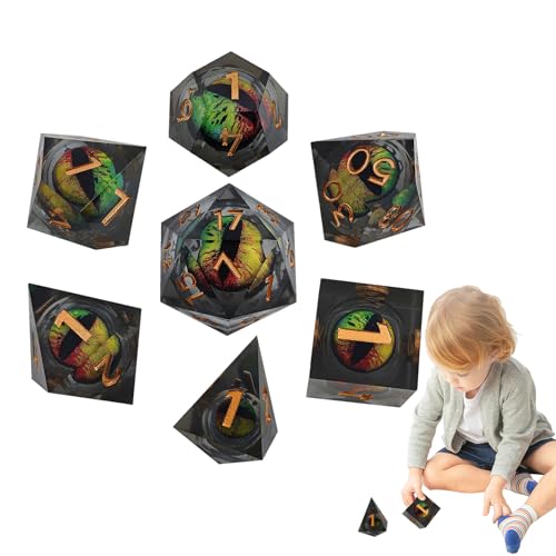 Jacekee Dobbelstenen Set DND, D en D Dobbelstenen   Cool dobbelstenen spelen DND dobbelstenen   Liquid Core Dragon Eye Role Playing Dice, Dobbelstenen Set voor Party Table Games Fans Kids Gift,