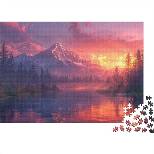 PMVCFRXA Zonsopgang en zonsondergang puzzel 1000 stukjes puzzel voor volwassenen zonsopgang en zonsondergang houten puzzel souvenir 1000 stukjes (75 x 50 cm)