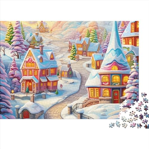 QAHSWIALN Romantische stad puzzel 300 stukjes puzzel uitdaging geduldspel logica spel romantische winterstad kinderen puzzel ontspanning door puzzelen Grips-spel 300 stuks (40 x 28 cm)