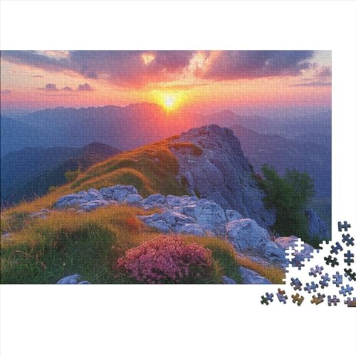 PMVCFRXA Zonsopgang en zonsondergang puzzel, 1000 stukjes, geschikt voor volwassenen, zonsopgang en zonsondergang, houten puzzel, souvenir, 1000 stuks, 75 x 50 cm