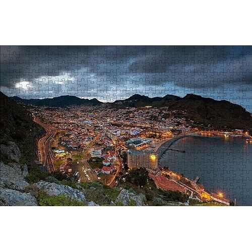 GUOHLOZ puzzel, 500 stukjes, puzzel voor volwassenen, landschapspuzzel, hoogwaardige print, Bergen, kust, baai, Portugal, Madeira, Atlantische Oceaan, 52x38cm