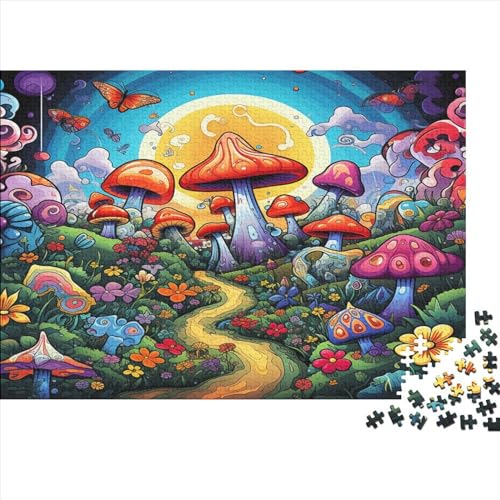 AOOLBFEWP Tuin Fungos Landschap, 500 stukjes, puzzel voor volwassenen, houten puzzel, puzzelspellen, uitdagingsspellen, anti-stress-spelletjes, wooncultuur, spelletjes voor het gezin, 500 stuks, 52 x 38 cm