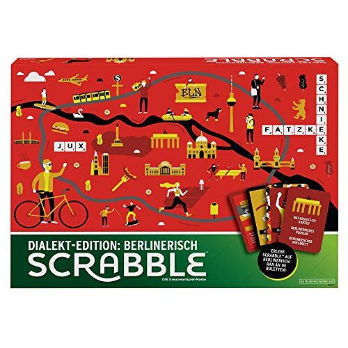 Mattel GPW45 Scrabble Dialect-Edition Berlijn, gezelschapsspel, bordspel, familiespel