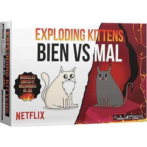 ASMODEE Exploding Kittens: Bien vs Mal Bordspellen Kaartspellen Spelletjes Sfeerspellen Familie en Kinderspellen vanaf 7 jaar 2 tot 5 spelers Franse versie