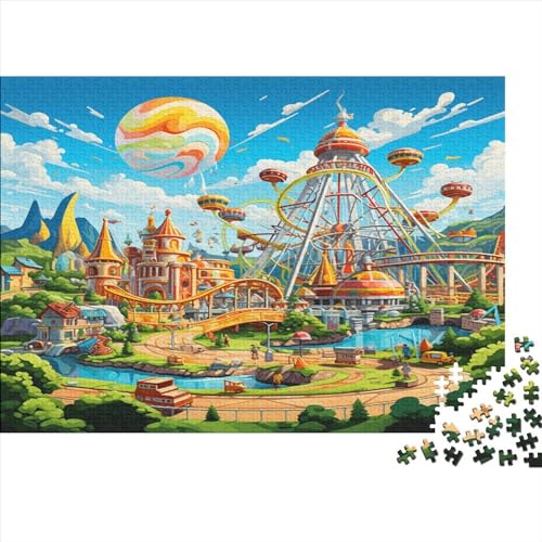 HAIWANGWH Pretparken 1000 stukjes volwassen puzzelspel hout pretpark puzzel hoge resolutie druk onmogelijk cadeau-idee spelletjes ontspanning 1000 stuks (75 x 50 cm)