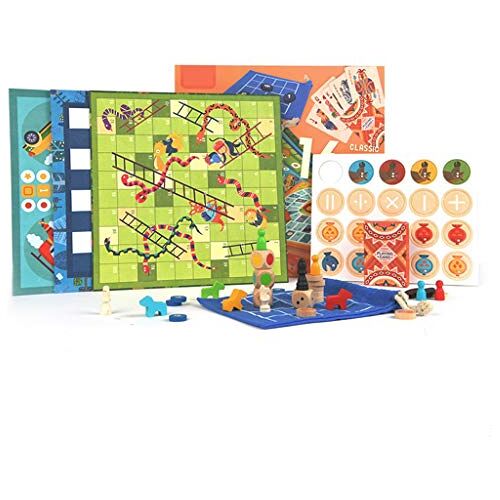 TZUFA Multifunctionele tabelbordspel Sets met spelstukken, draagbare reis Ludo, Chinese dammen en meer games cadeau voor alle leeftijden (Color : 16in1)