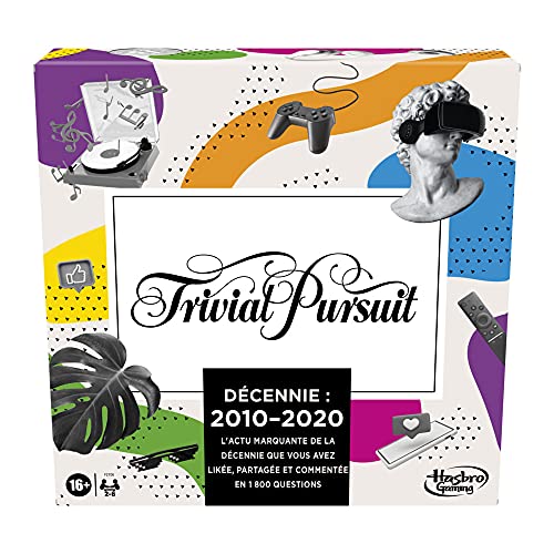 Hasbro Trivial Pursuit Decennia 2010 tot 2020, bordspel voor volwassenen en tieners, triviaspel over popcultuur, vanaf 16 jaar (Franse versie)