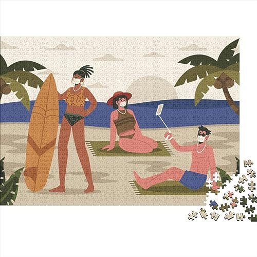 LENTLY Beach Day Asse-tête persoonlijke puzzel Réalisez Votre Propre Puzzel Persoonlijke Avec Votre Afbeelding Et Une Boîte Persoonlijke Jeux De Défi Pour La Famille 300 stuks (40 x 28 cm)