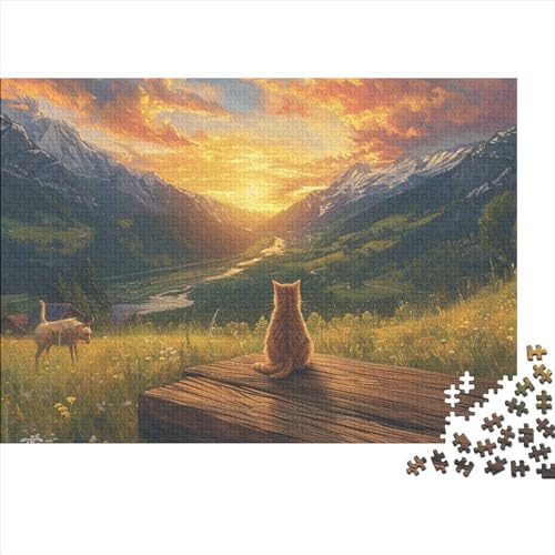 PMVCFRXA Zonsopgang en zonsondergang puzzel 500 stukjes puzzel voor volwassenen zonsopgang en zonsondergang houten puzzel decoraties 500 stuks (52 x 38 cm)